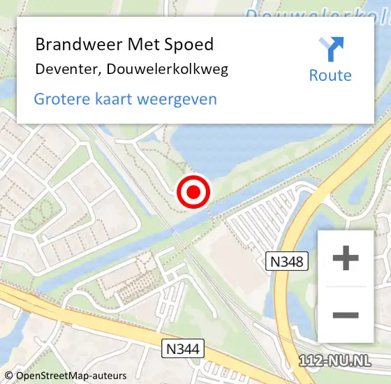 Locatie op kaart van de 112 melding: Brandweer Met Spoed Naar Deventer, Douwelerkolkweg op 11 maart 2023 11:29