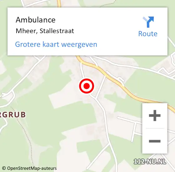 Locatie op kaart van de 112 melding: Ambulance Mheer, Stallestraat op 18 augustus 2014 14:44