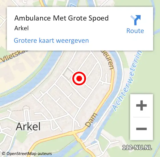 Locatie op kaart van de 112 melding: Ambulance Met Grote Spoed Naar Arkel op 11 maart 2023 11:46