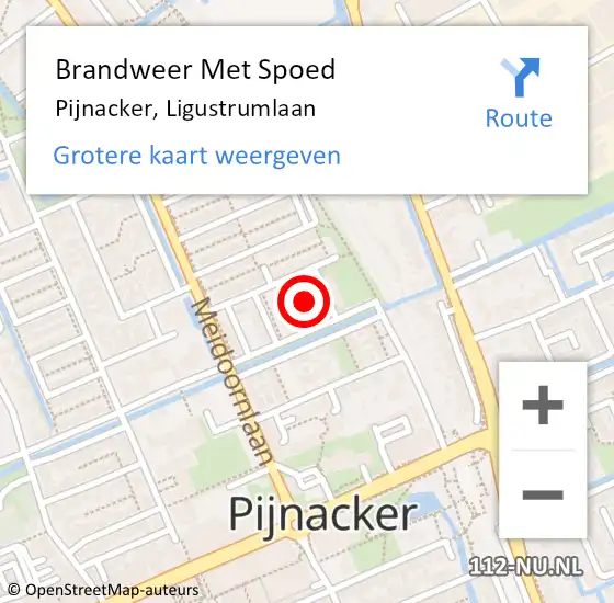 Locatie op kaart van de 112 melding: Brandweer Met Spoed Naar Pijnacker, Ligustrumlaan op 11 maart 2023 11:48