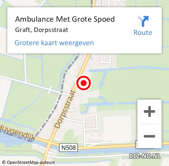 Locatie op kaart van de 112 melding: Ambulance Met Grote Spoed Naar Graft, Dorpsstraat op 11 maart 2023 12:05