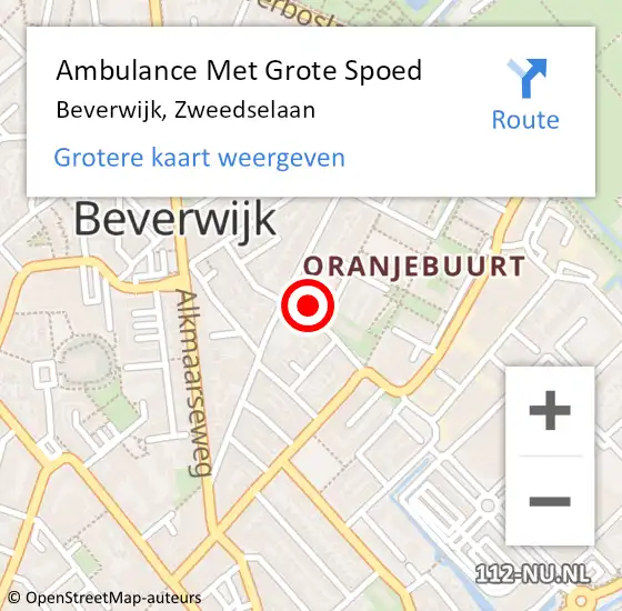 Locatie op kaart van de 112 melding: Ambulance Met Grote Spoed Naar Beverwijk, Zweedselaan op 11 maart 2023 12:08