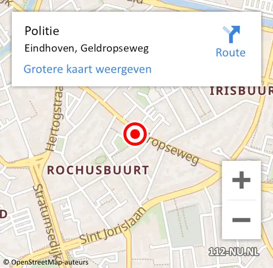 Locatie op kaart van de 112 melding: Politie Eindhoven, Geldropseweg op 11 maart 2023 12:16