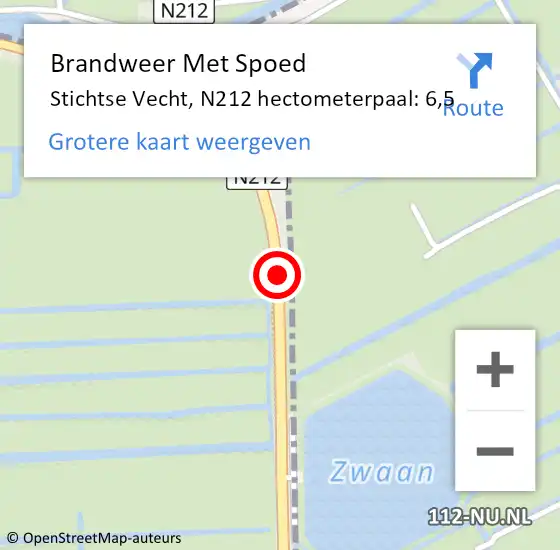 Locatie op kaart van de 112 melding: Brandweer Met Spoed Naar Stichtse Vecht, N212 hectometerpaal: 6,5 op 11 maart 2023 12:57