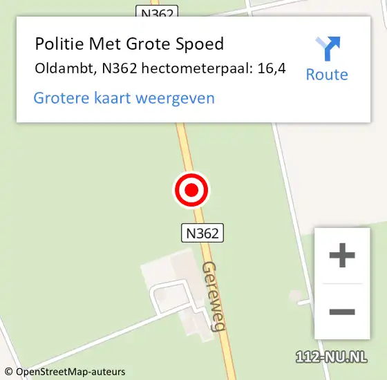 Locatie op kaart van de 112 melding: Politie Met Grote Spoed Naar Oldambt, N362 hectometerpaal: 16,4 op 11 maart 2023 13:00