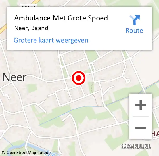 Locatie op kaart van de 112 melding: Ambulance Met Grote Spoed Naar Neer, Baand op 11 maart 2023 13:20
