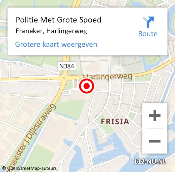 Locatie op kaart van de 112 melding: Politie Met Grote Spoed Naar Franeker, Harlingerweg op 11 maart 2023 13:30