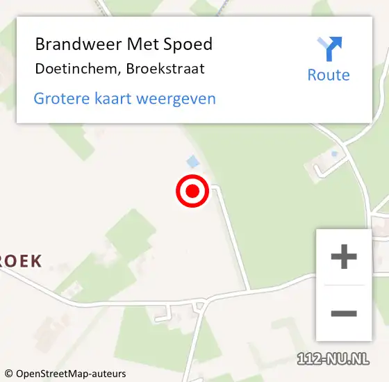 Locatie op kaart van de 112 melding: Brandweer Met Spoed Naar Doetinchem, Broekstraat op 11 maart 2023 13:33
