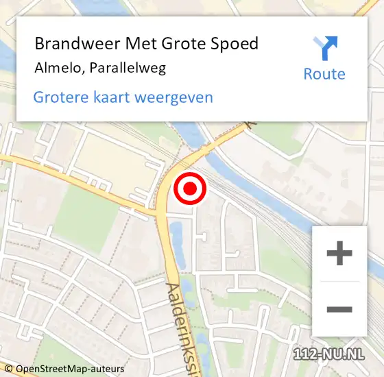 Locatie op kaart van de 112 melding: Brandweer Met Grote Spoed Naar Almelo, Parallelweg op 11 maart 2023 13:39