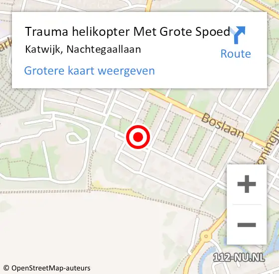 Locatie op kaart van de 112 melding: Trauma helikopter Met Grote Spoed Naar Katwijk, Nachtegaallaan op 11 maart 2023 13:51