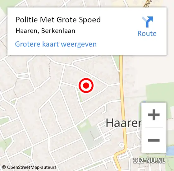 Locatie op kaart van de 112 melding: Politie Met Grote Spoed Naar Haaren, Berkenlaan op 11 maart 2023 14:11