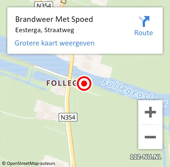 Locatie op kaart van de 112 melding: Brandweer Met Spoed Naar Eesterga, Straatweg op 11 maart 2023 14:17