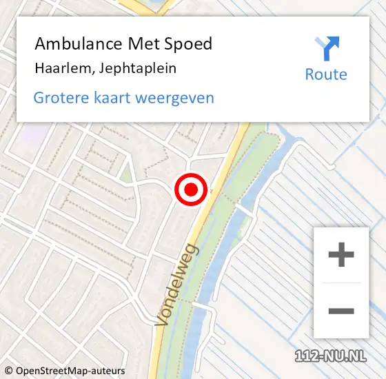 Locatie op kaart van de 112 melding: Ambulance Met Spoed Naar Haarlem, Jephtaplein op 11 maart 2023 14:24