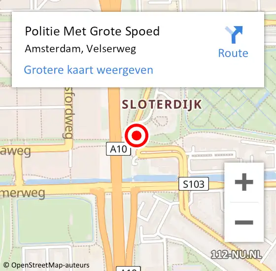 Locatie op kaart van de 112 melding: Politie Met Grote Spoed Naar Amsterdam, Velserweg op 11 maart 2023 14:24