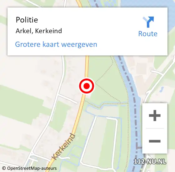 Locatie op kaart van de 112 melding: Politie Arkel, Kerkeind op 11 maart 2023 14:33