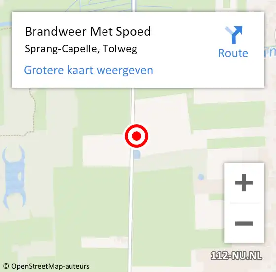 Locatie op kaart van de 112 melding: Brandweer Met Spoed Naar Sprang-Capelle, Tolweg op 11 maart 2023 14:44