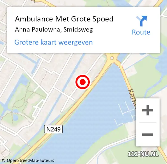 Locatie op kaart van de 112 melding: Ambulance Met Grote Spoed Naar Anna Paulowna, Smidsweg op 11 maart 2023 14:45