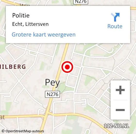 Locatie op kaart van de 112 melding: Politie Echt, Littersven op 11 maart 2023 14:48