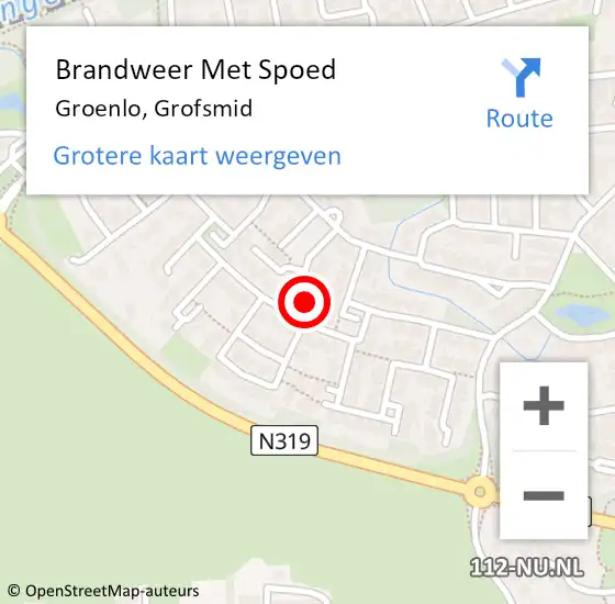 Locatie op kaart van de 112 melding: Brandweer Met Spoed Naar Groenlo, Grofsmid op 11 maart 2023 14:53