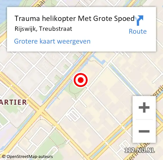 Locatie op kaart van de 112 melding: Trauma helikopter Met Grote Spoed Naar Rijswijk, Treubstraat op 11 maart 2023 15:08