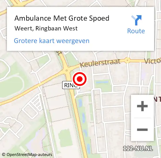 Locatie op kaart van de 112 melding: Ambulance Met Grote Spoed Naar Weert, Ringbaan West op 11 maart 2023 15:23