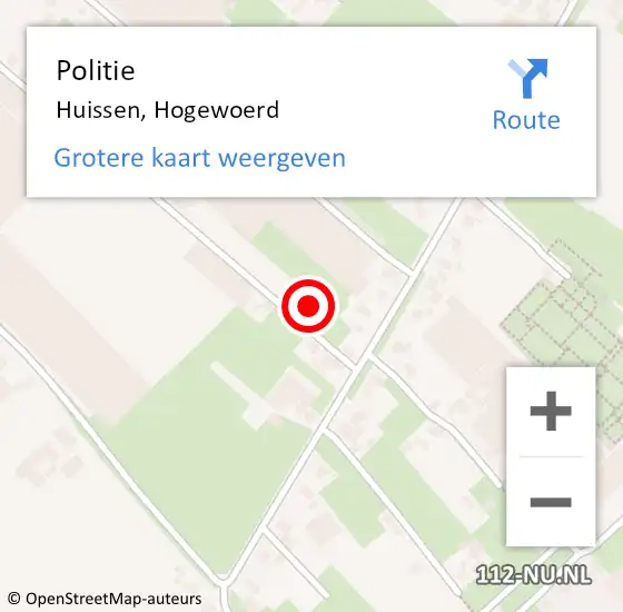 Locatie op kaart van de 112 melding: Politie Huissen, Hogewoerd op 11 maart 2023 15:44