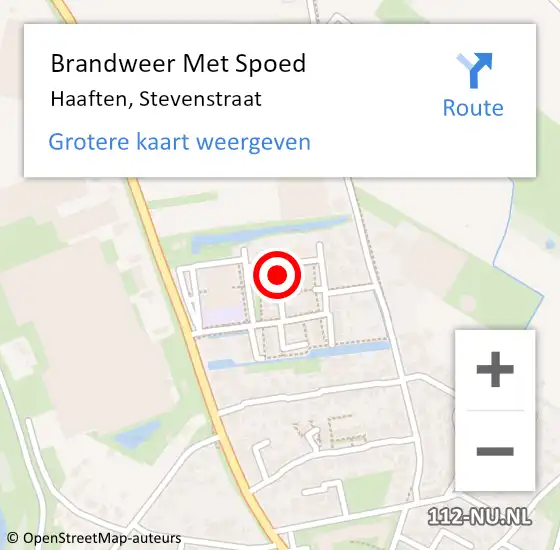 Locatie op kaart van de 112 melding: Brandweer Met Spoed Naar Haaften, Stevenstraat op 11 maart 2023 15:59