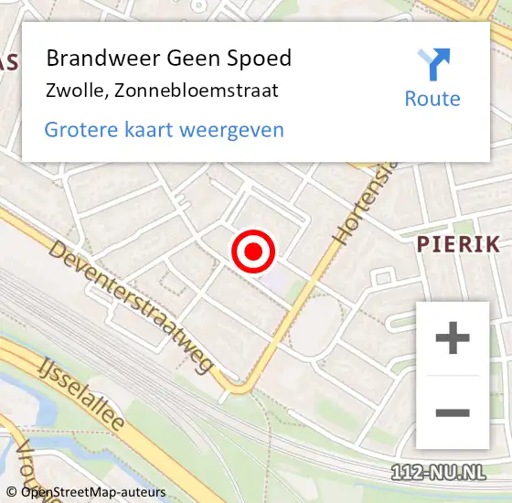 Locatie op kaart van de 112 melding: Brandweer Geen Spoed Naar Zwolle, Zonnebloemstraat op 11 maart 2023 16:02