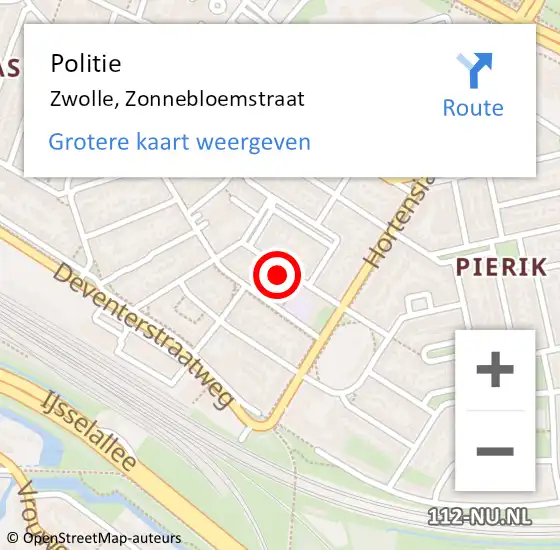 Locatie op kaart van de 112 melding: Politie Zwolle, Zonnebloemstraat op 11 maart 2023 16:16