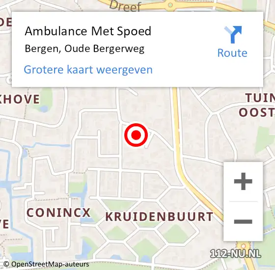 Locatie op kaart van de 112 melding: Ambulance Met Spoed Naar Bergen, Oude Bergerweg op 11 maart 2023 16:26