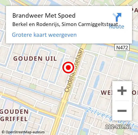 Locatie op kaart van de 112 melding: Brandweer Met Spoed Naar Berkel en Rodenrijs, Simon Carmiggeltstraat op 11 maart 2023 16:39