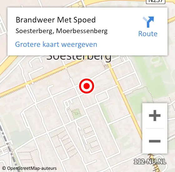 Locatie op kaart van de 112 melding: Brandweer Met Spoed Naar Soesterberg, Moerbessenberg op 11 maart 2023 16:51