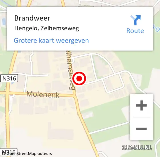 Locatie op kaart van de 112 melding: Brandweer Hengelo, Zelhemseweg op 11 maart 2023 16:55