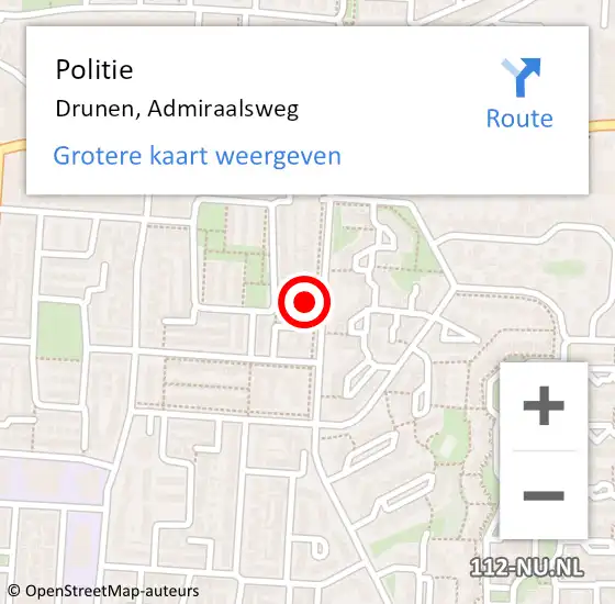 Locatie op kaart van de 112 melding: Politie Drunen, Admiraalsweg op 11 maart 2023 17:18