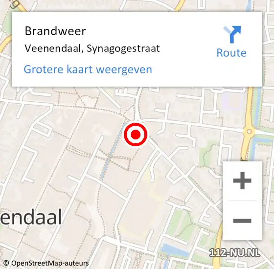 Locatie op kaart van de 112 melding: Brandweer Veenendaal, Synagogestraat op 11 maart 2023 17:28