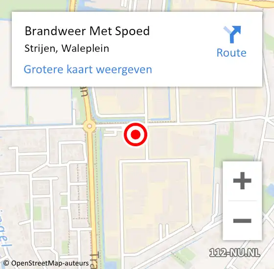 Locatie op kaart van de 112 melding: Brandweer Met Spoed Naar Strijen, Waleplein op 11 maart 2023 17:31