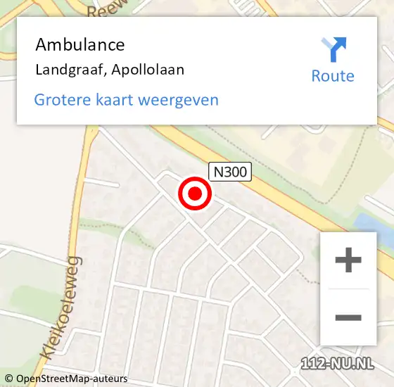 Locatie op kaart van de 112 melding: Ambulance Landgraaf, Apollolaan op 18 augustus 2014 15:20