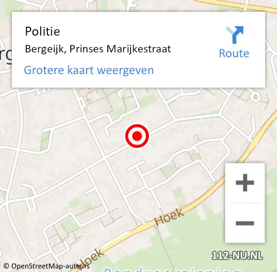 Locatie op kaart van de 112 melding: Politie Bergeijk, Prinses Marijkestraat op 11 maart 2023 17:49