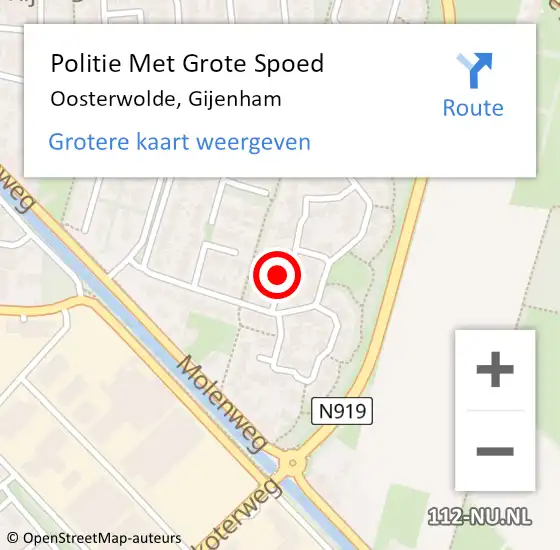 Locatie op kaart van de 112 melding: Politie Met Grote Spoed Naar Oosterwolde, Gijenham op 11 maart 2023 18:05