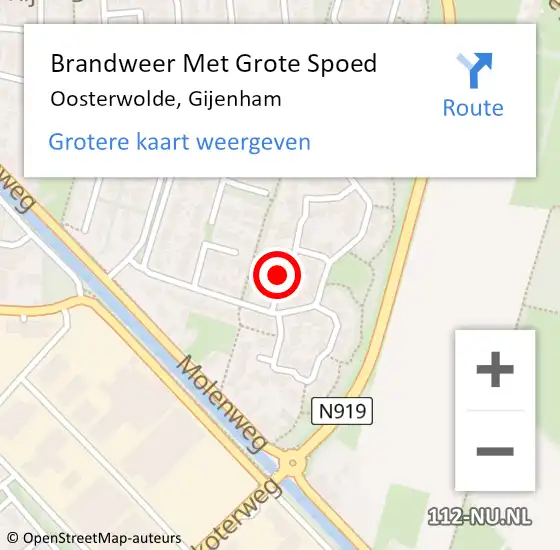 Locatie op kaart van de 112 melding: Brandweer Met Grote Spoed Naar Oosterwolde, Gijenham op 11 maart 2023 18:08