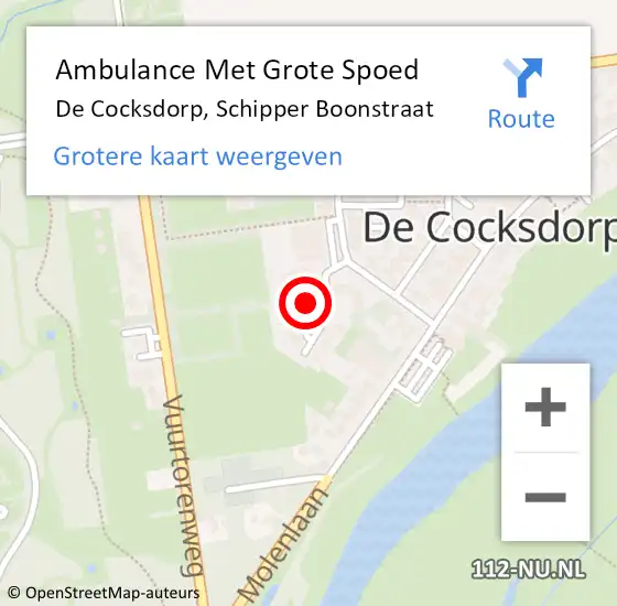 Locatie op kaart van de 112 melding: Ambulance Met Grote Spoed Naar De Cocksdorp, Schipper Boonstraat op 11 maart 2023 18:12