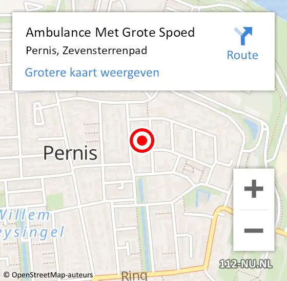 Locatie op kaart van de 112 melding: Ambulance Met Grote Spoed Naar Pernis, Zevensterrenpad op 11 maart 2023 18:17