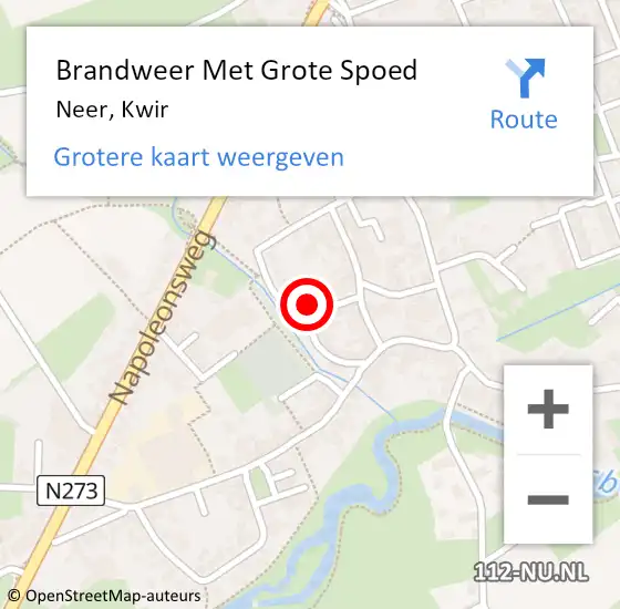 Locatie op kaart van de 112 melding: Brandweer Met Grote Spoed Naar Neer, Kwir op 11 maart 2023 18:23