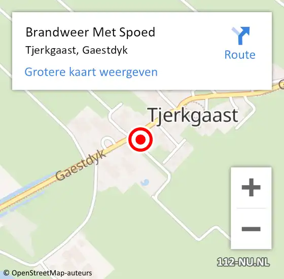 Locatie op kaart van de 112 melding: Brandweer Met Spoed Naar Tjerkgaast, Gaestdyk op 11 maart 2023 19:00