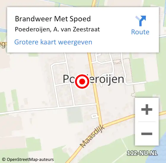 Locatie op kaart van de 112 melding: Brandweer Met Spoed Naar Poederoijen, A. van Zeestraat op 11 maart 2023 19:05
