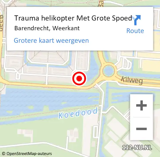 Locatie op kaart van de 112 melding: Trauma helikopter Met Grote Spoed Naar Barendrecht, Weerkant op 11 maart 2023 19:10