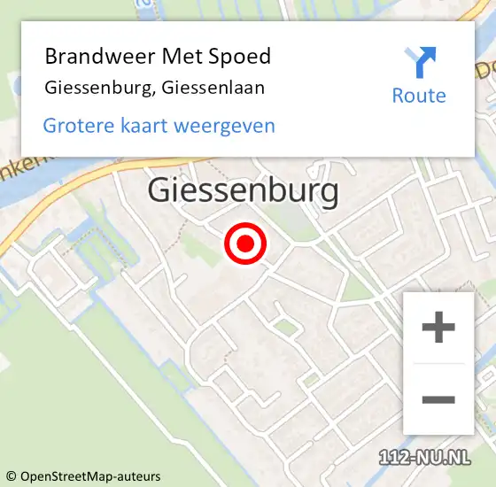 Locatie op kaart van de 112 melding: Brandweer Met Spoed Naar Giessenburg, Giessenlaan op 11 maart 2023 19:30