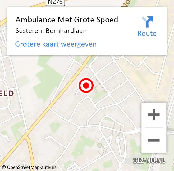 Locatie op kaart van de 112 melding: Ambulance Met Grote Spoed Naar Susteren, Bernhardlaan op 11 maart 2023 19:36