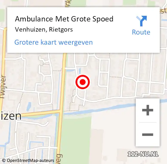 Locatie op kaart van de 112 melding: Ambulance Met Grote Spoed Naar Venhuizen, Rietgors op 11 maart 2023 19:45