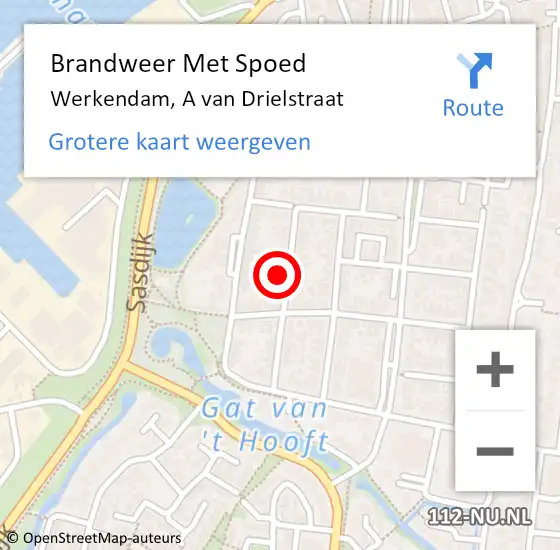 Locatie op kaart van de 112 melding: Brandweer Met Spoed Naar Werkendam, A van Drielstraat op 11 maart 2023 19:46